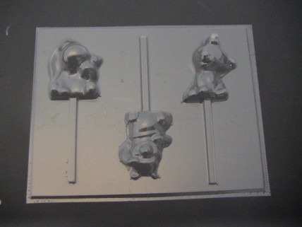 290sp Honey Bear Donkey and Tiger Chocolate Candy Lollipop Mold